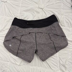 lululemon speed up mid rise lined short 4 inch size 6 color heathered grey